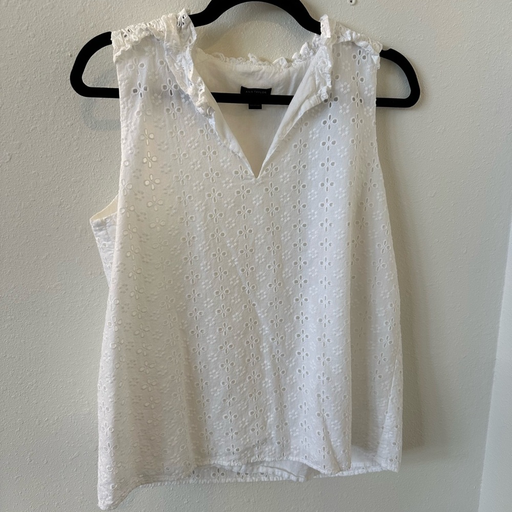 Ann Taylor White Eyelet Blouse